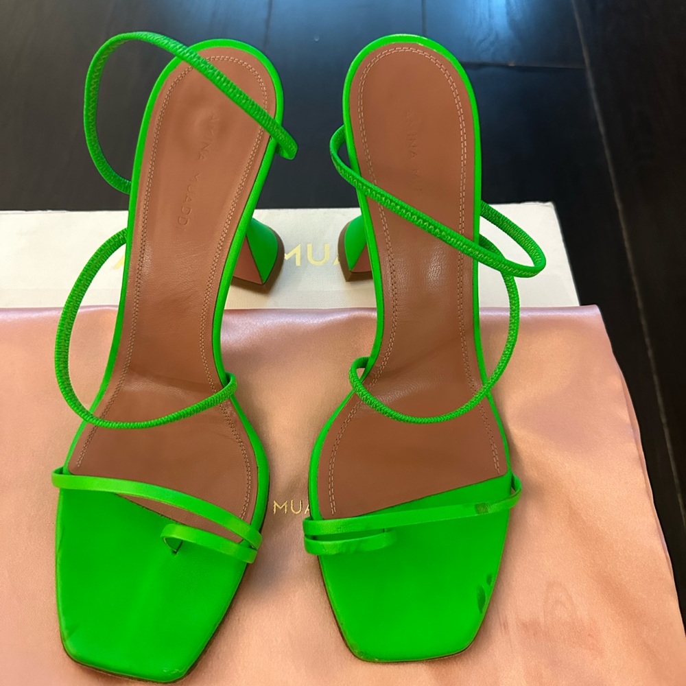 AMINA MUADDI NAPA BRIGHT GREEN HEEL SIZE 39